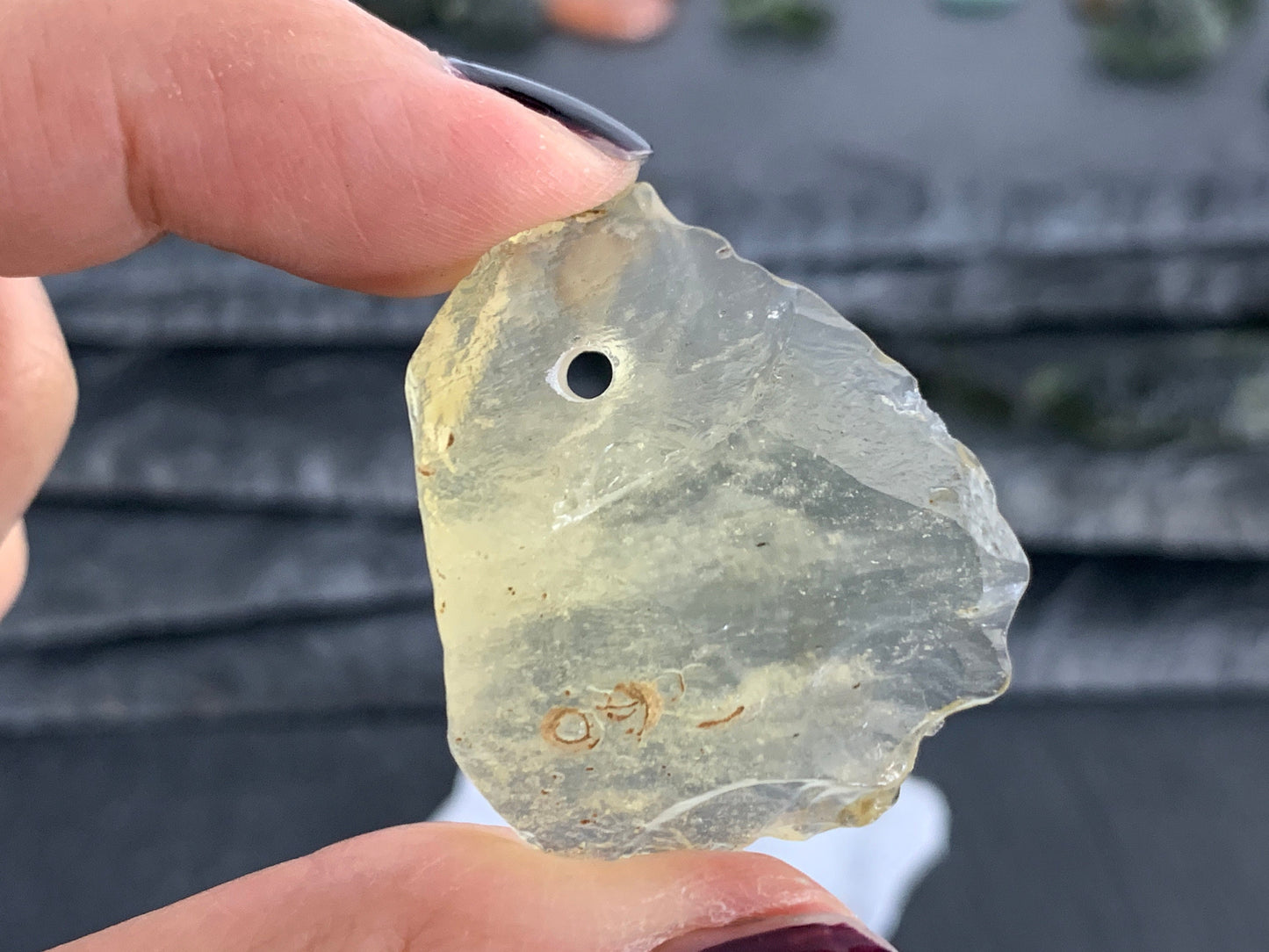 Drilled Libyan Desert Glass 33-42mm long