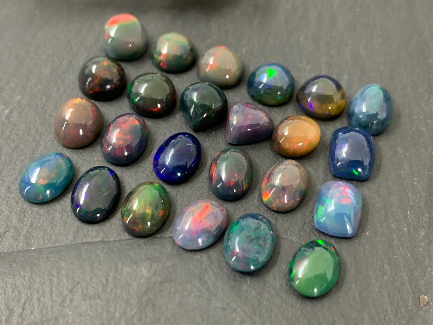 Black Ethiopian Opal 6x8mm cabochon - round, oval, pear, rectangle