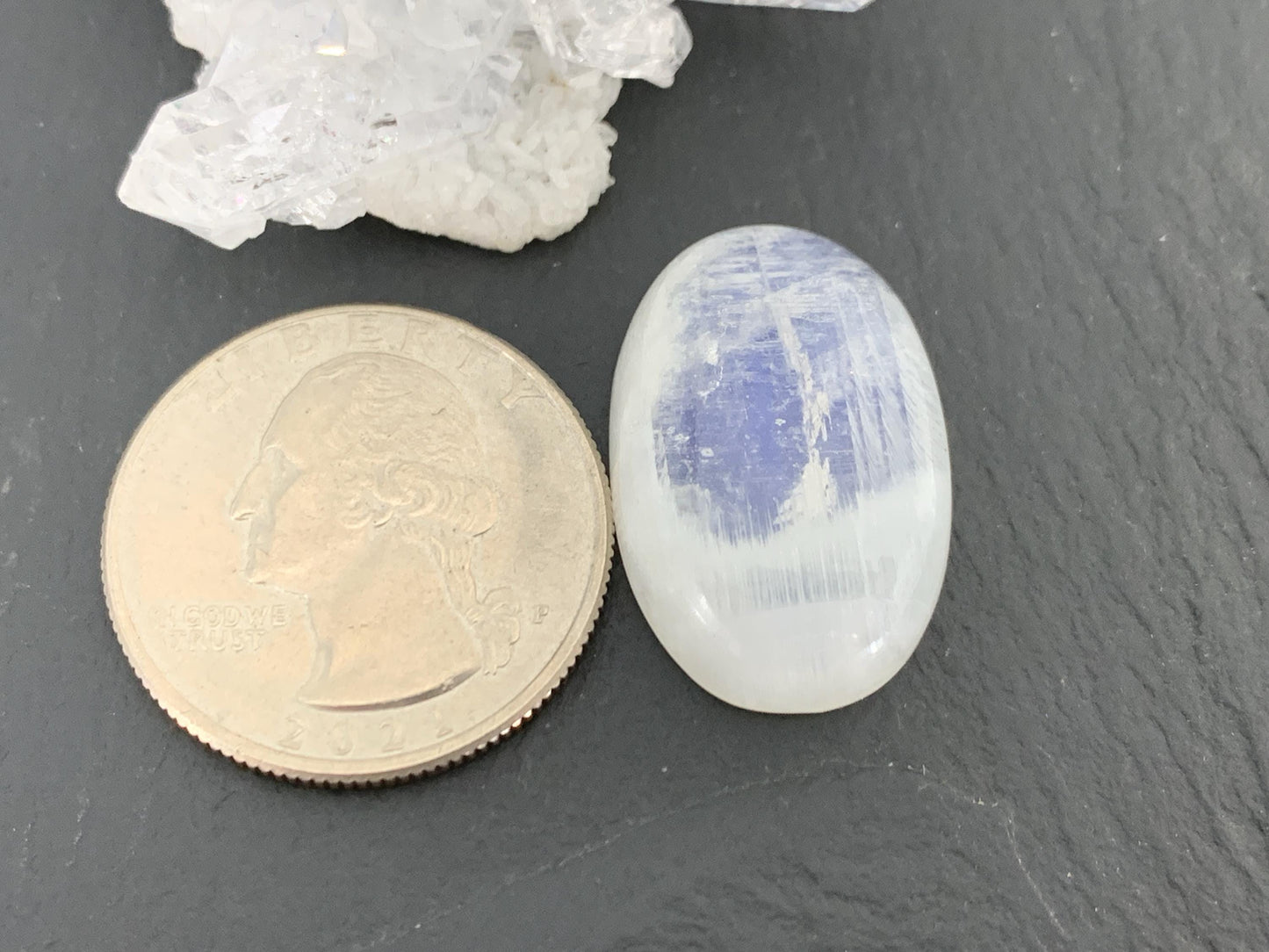 Rainbow Moonstone 25x17x7mm cabochon