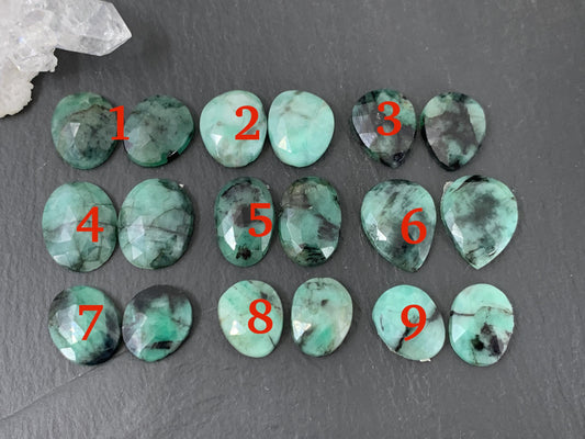 Faceted Emerald Pair 13-17mm long cabochon/ Select your pair