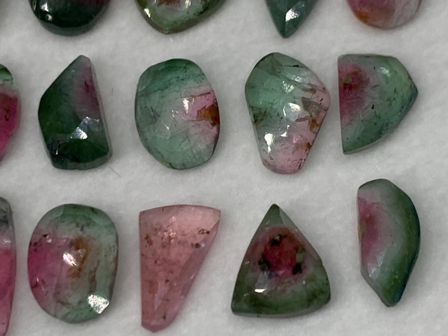 Faceted Watermelon Tourmaline 8-10mm long cabochon - second quality
