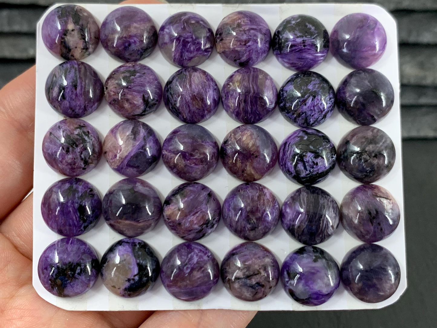 Charoite round 12mm cabochon - Calibrated cabochons