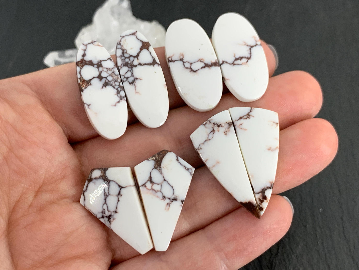 Wild Horse Jasper 24-28mm long cabochon pair