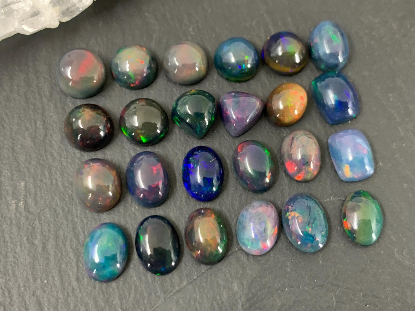 Black Ethiopian Opal 6x8mm cabochon - round, oval, pear, rectangle