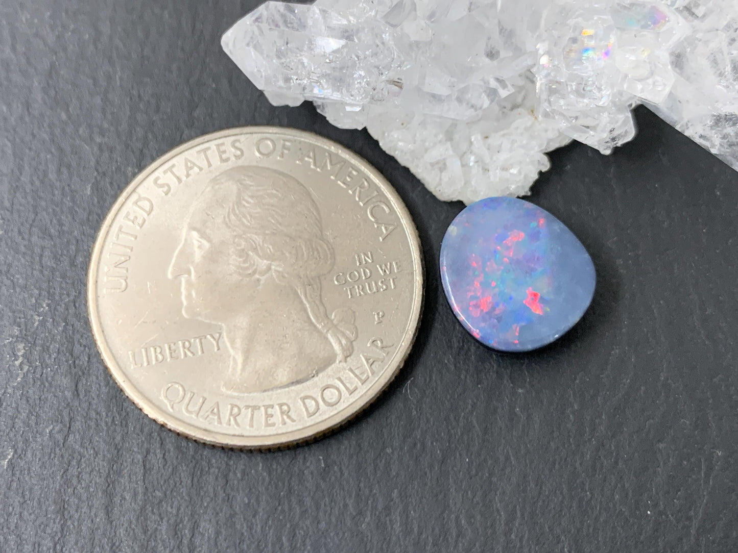 Australian Opal doublet 10x11x4mm cabochon