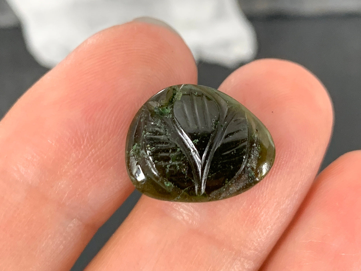 Carved Tourmaline 12x16x4mm cabochon