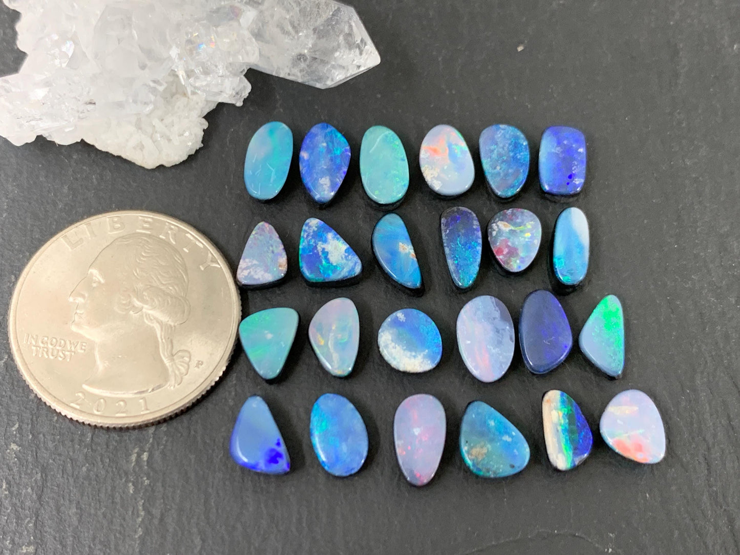 Australian Opal doublet 7-10mm long cabochon