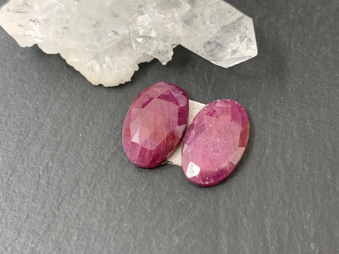 Faceted Ruby pair 9x16mm cabochon