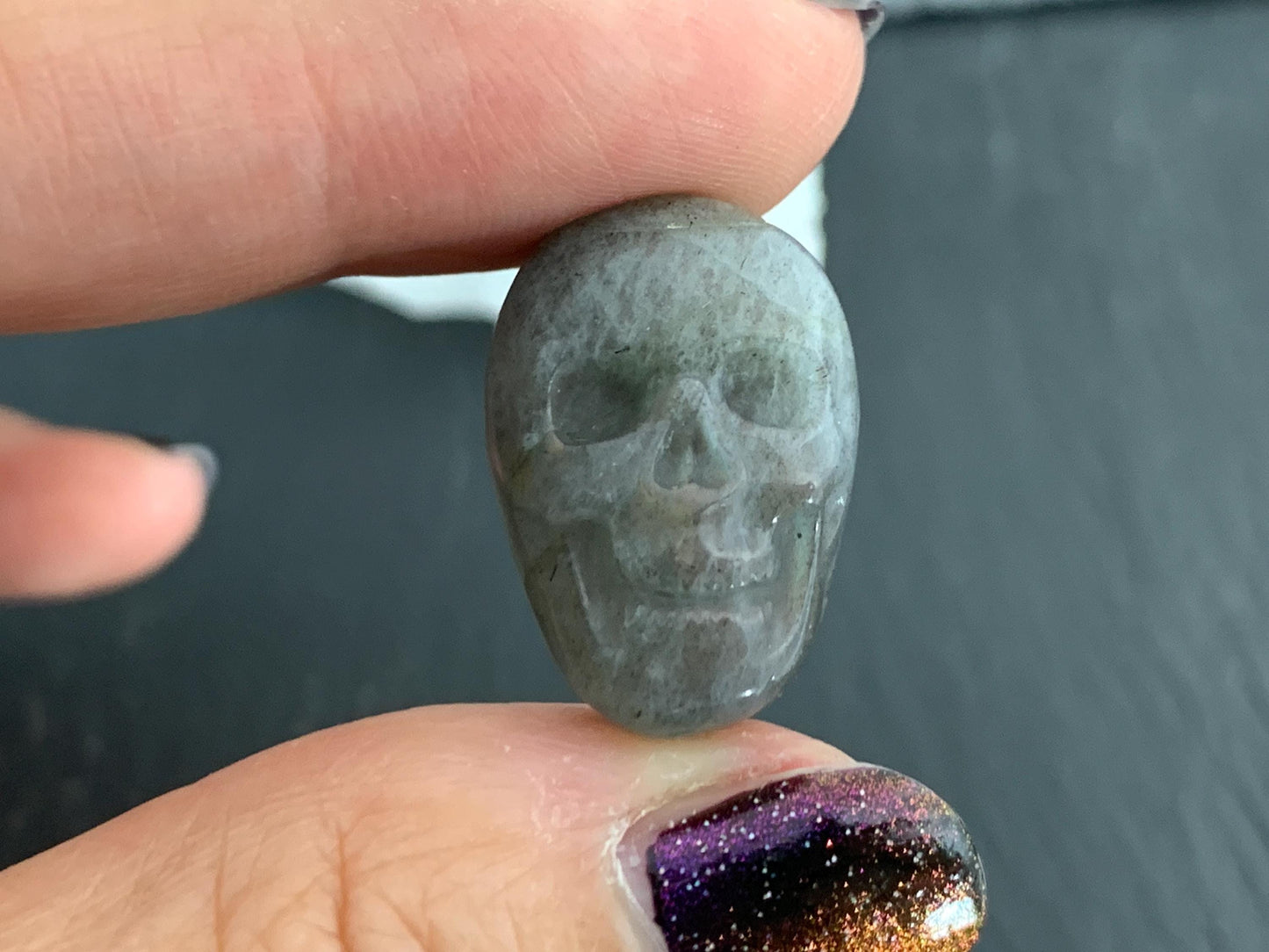 Labradorite Skull Cabochon 15x21mm, Labradorite Skull, Natural Gemstone, Halloween Jewelry, Handcrafted Accessory