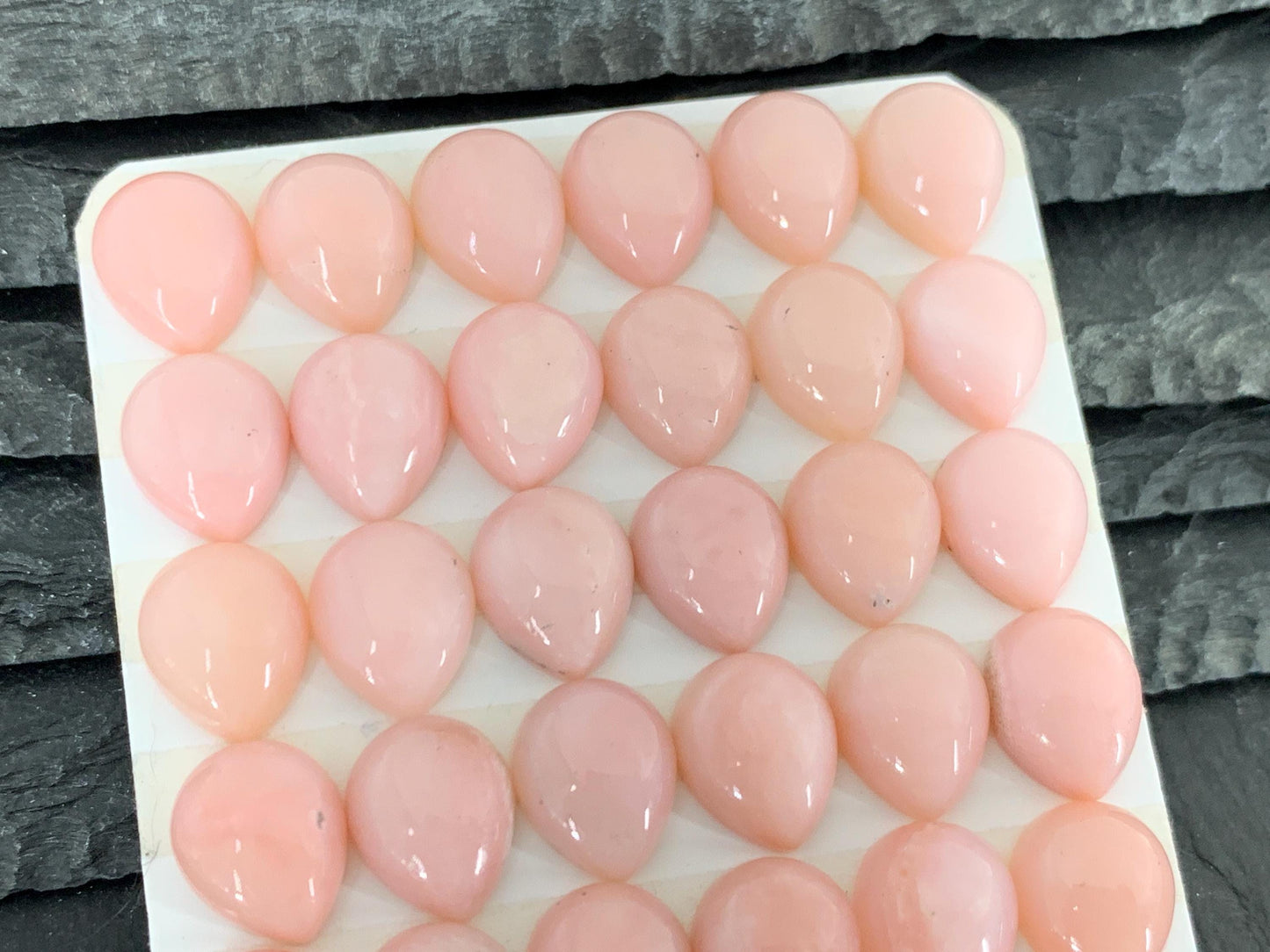 Pink Opal pear 10x12mm cabochon - Calibrated cabochons