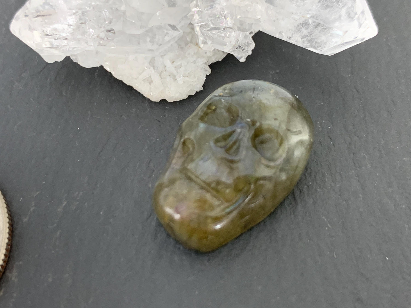 Labradorite Skull Cabochon 15x21mm, Labradorite Skull, Natural Gemstone, Halloween Jewelry, Handcrafted Accessory