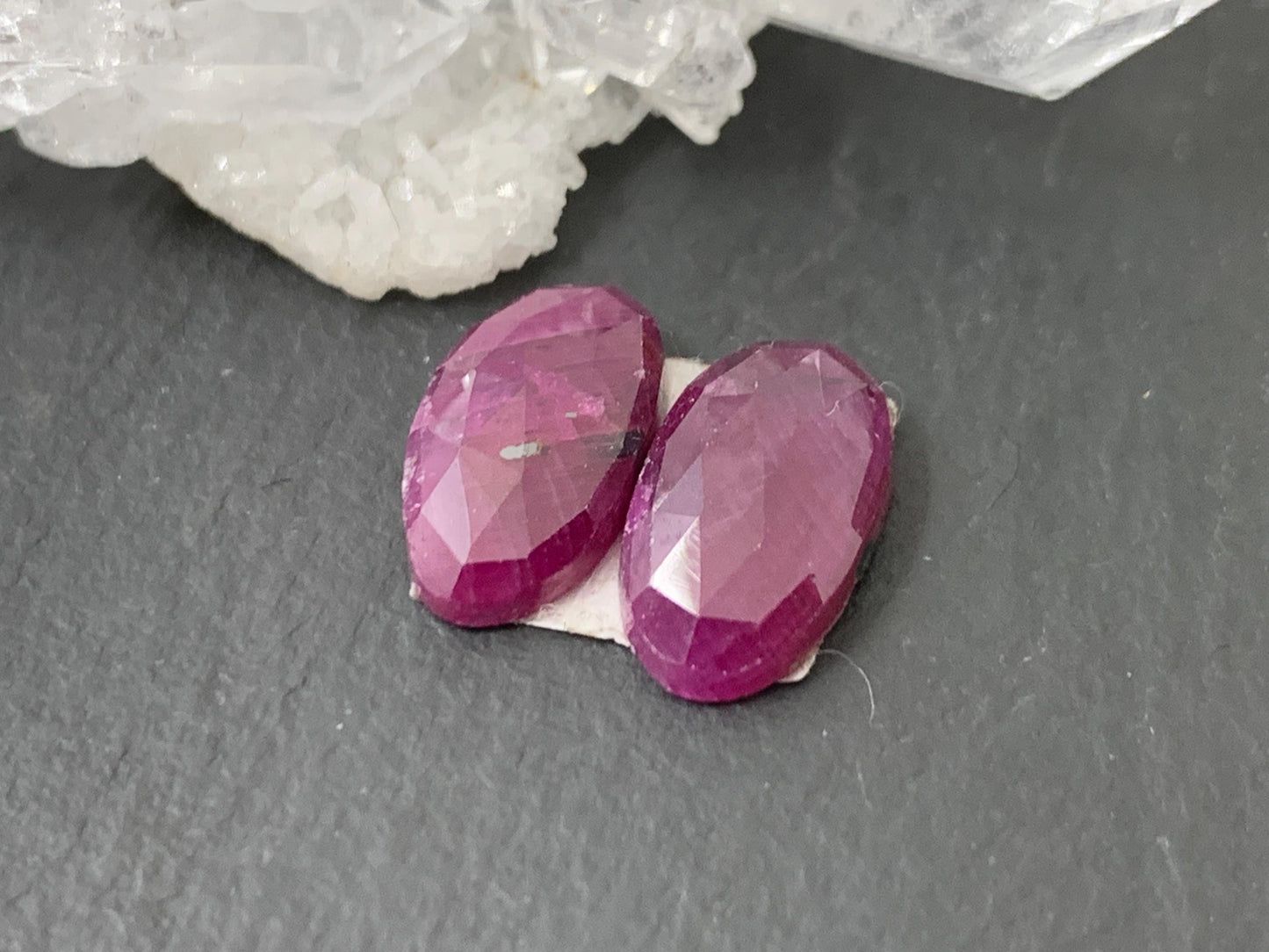 Faceted Ruby pair 7x12x3.5mm cabochon