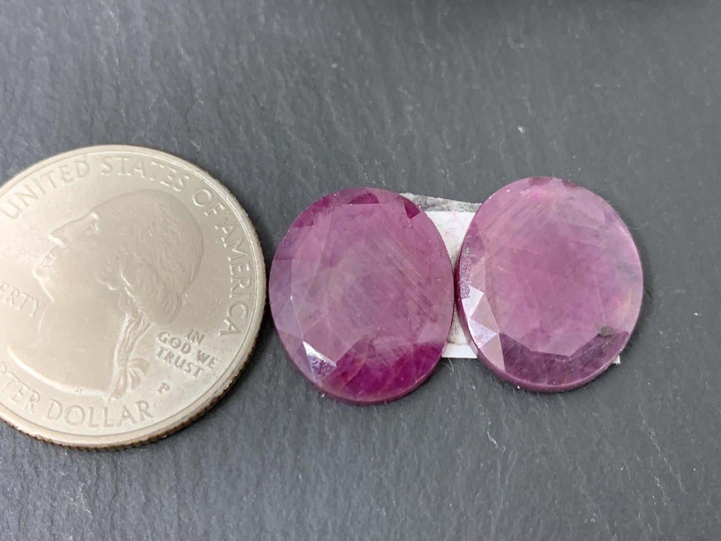 Faceted Ruby pair 14x17x3mm cabochon