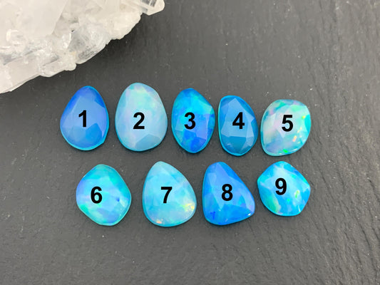Faceted Ethiopian Blue Opal 9-12mm long cabochon - Select your cabochon