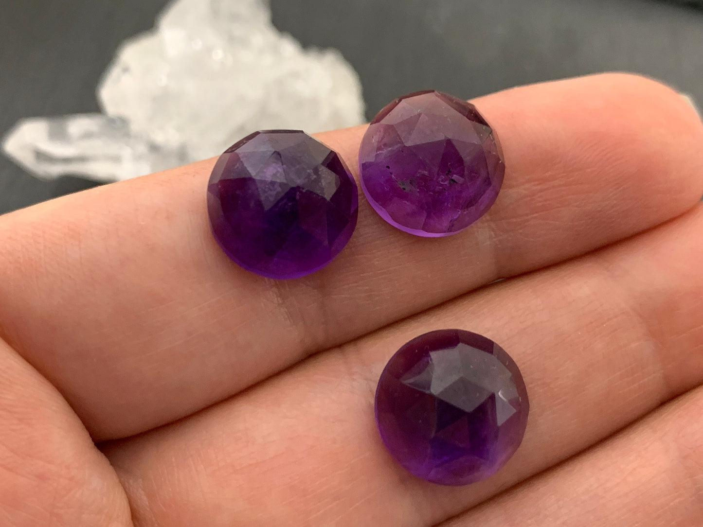 Faceted Amethyst round 12mm Cabochon