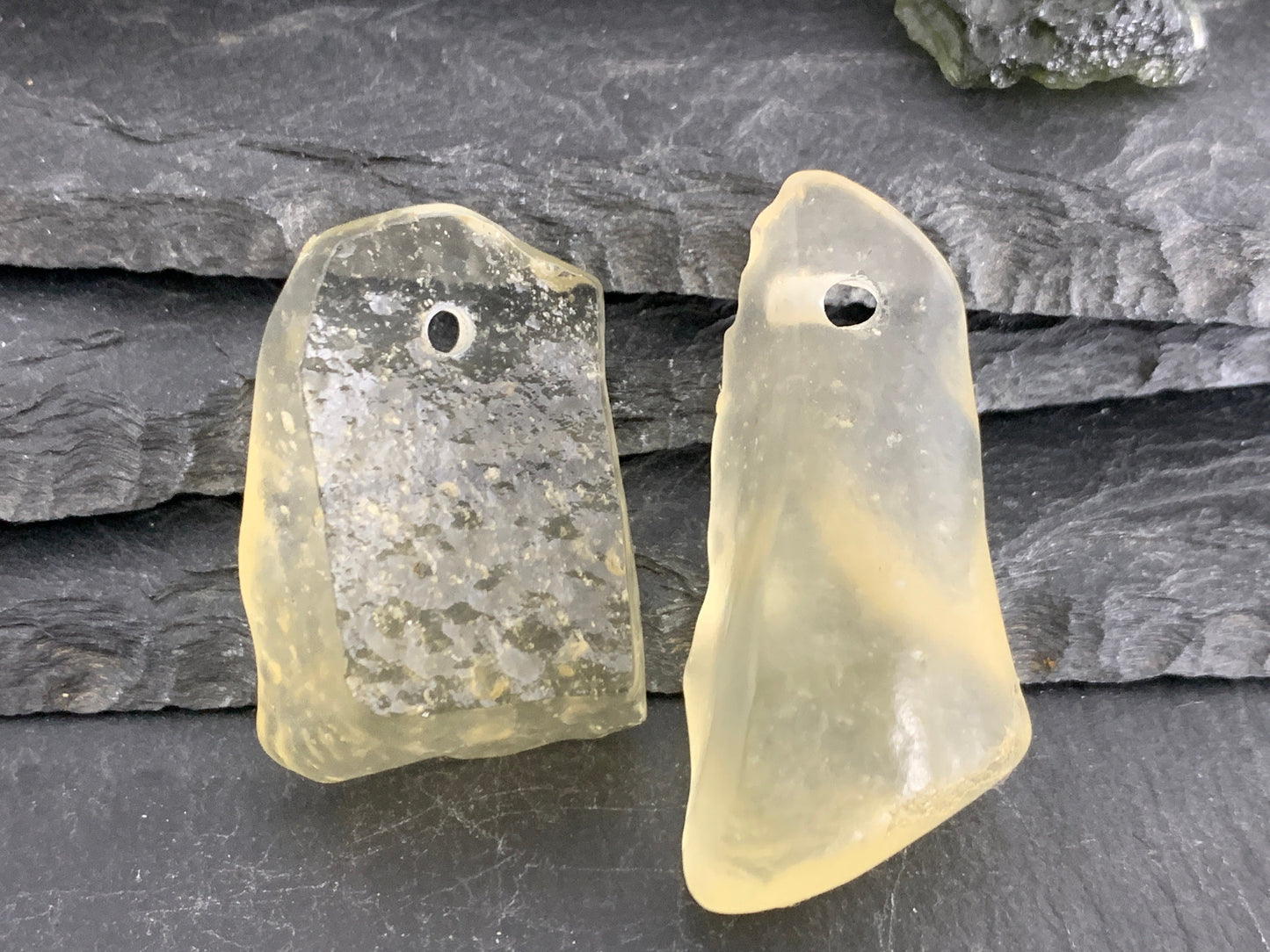 Drilled Libyan Desert Glass 32-40mm long