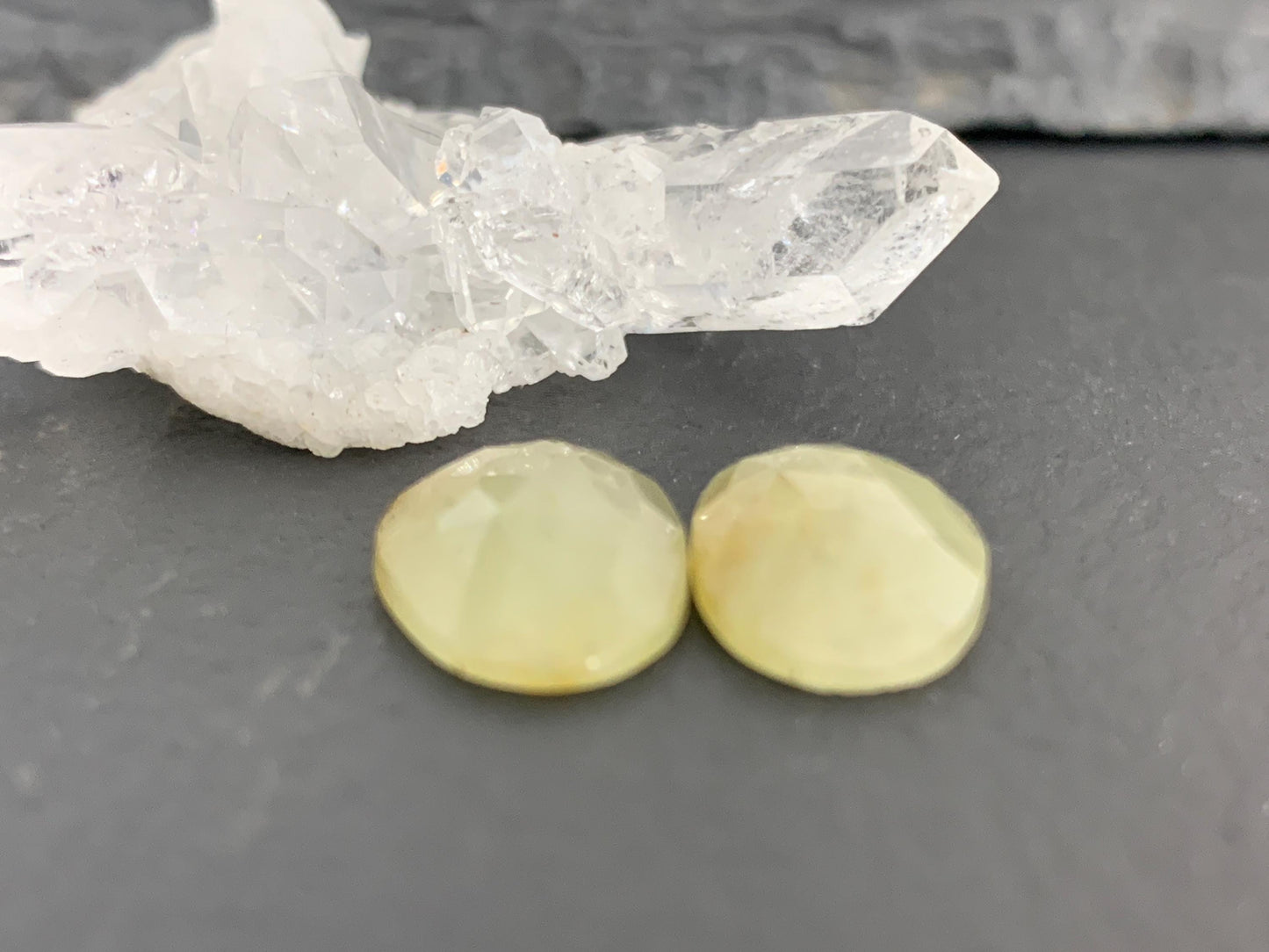 Faceted Yellow Sapphire pair 10x16x3.5mm cabochon