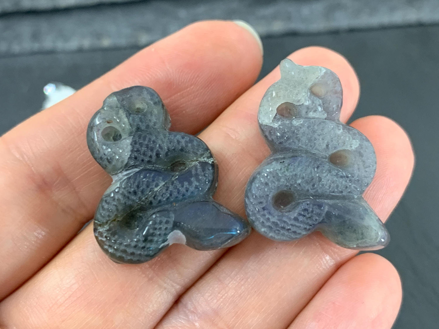 Discounted Labradorite snake cabochon - Snake carving