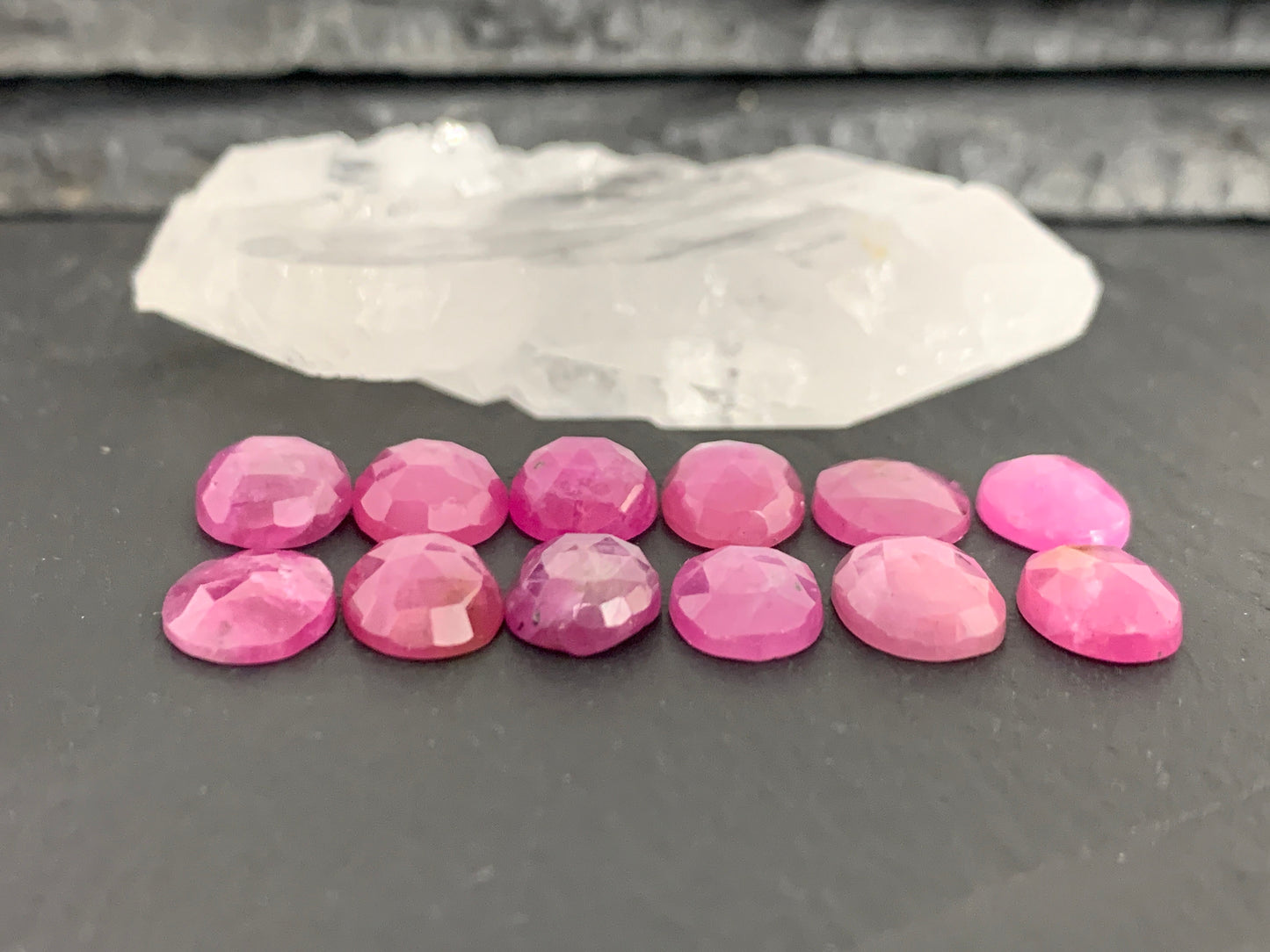 Faceted Pink Sapphire oval 10mm long cabochon