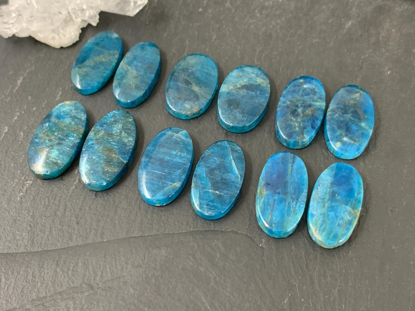 Apatite oval 20-22mm long cabochon - Buy by pair