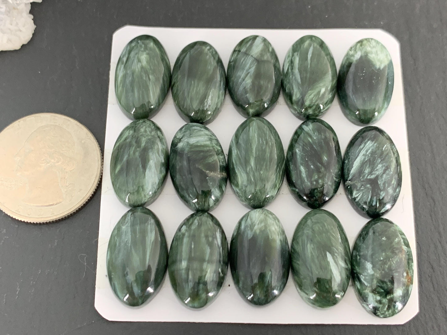 Seraphinite oval 12x20mm Cabochon - Calibrated cabochons