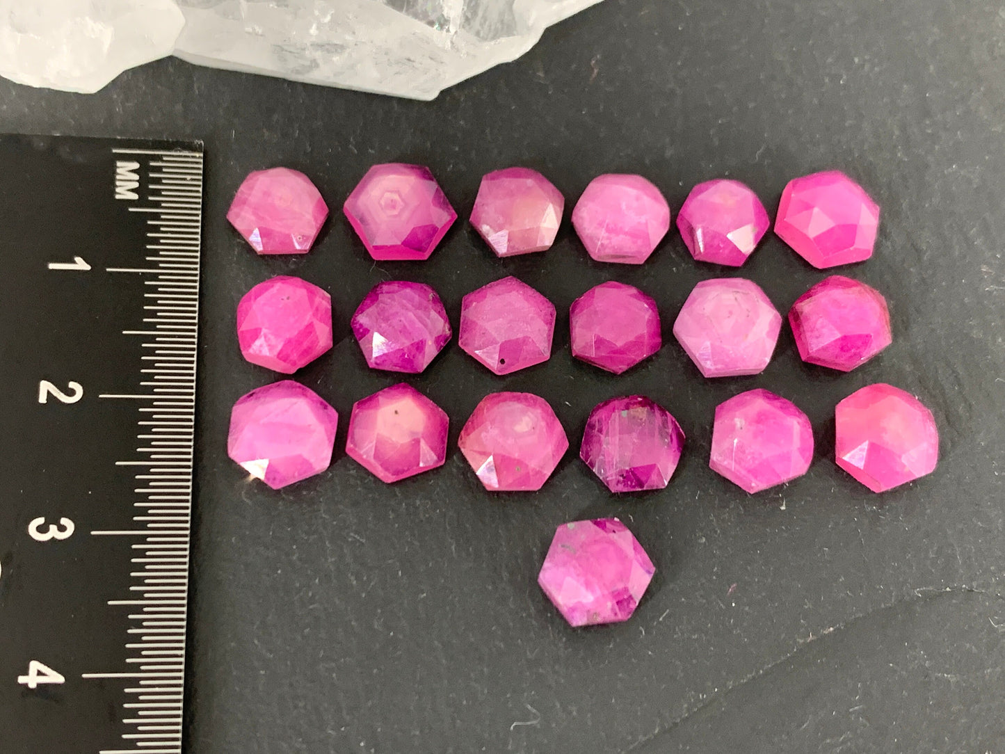 Faceted Pink Sapphire hexagon 7mm cabochon