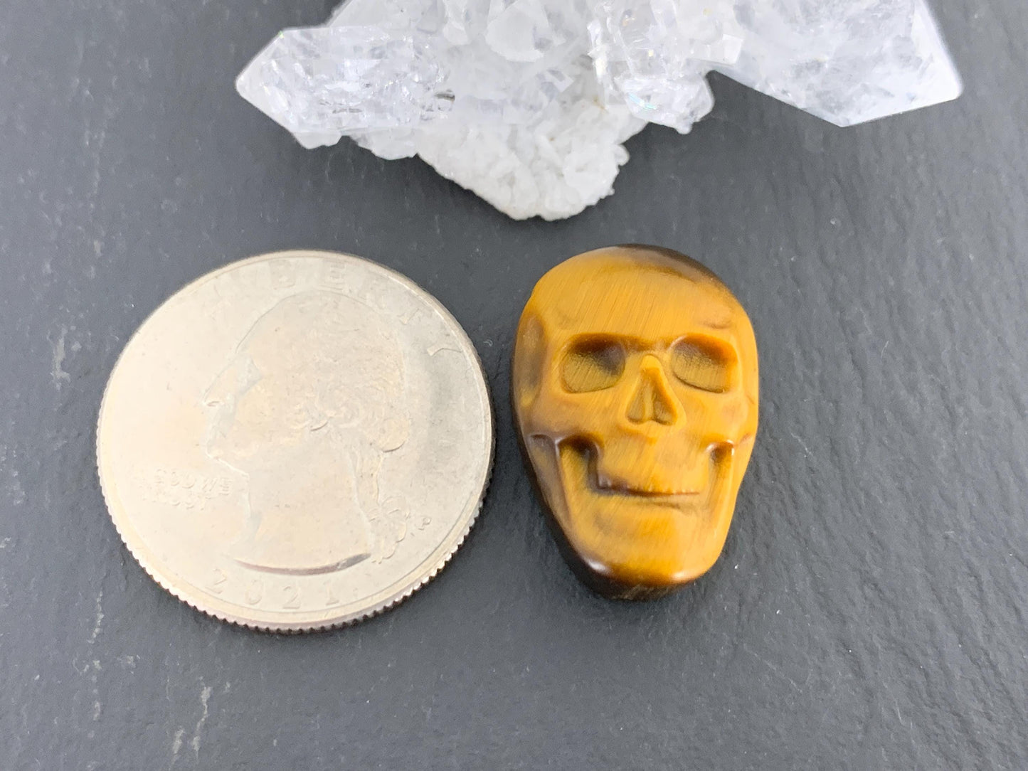 Tiger eye skull 15x21mm cabochon