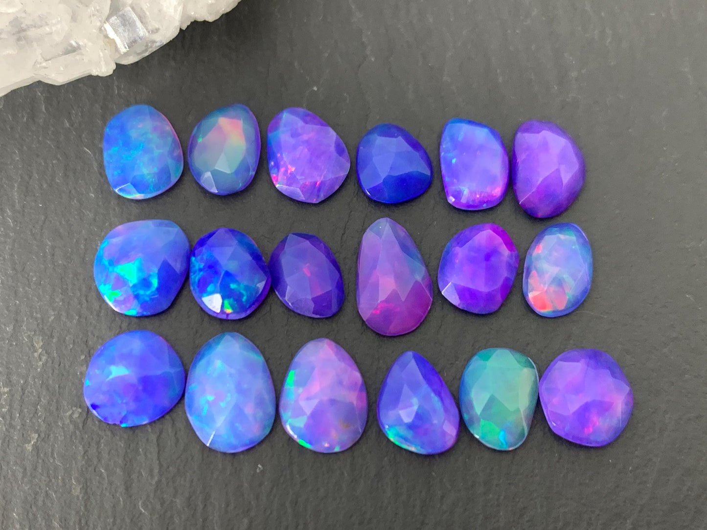 Faceted Purple Ethiopian Opal 7-8mm cabochon