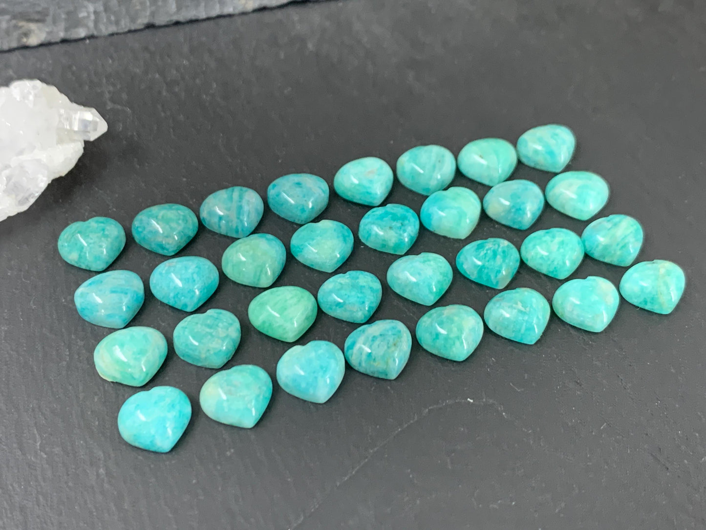 Small Amazonite heart 8x9mm cabochon