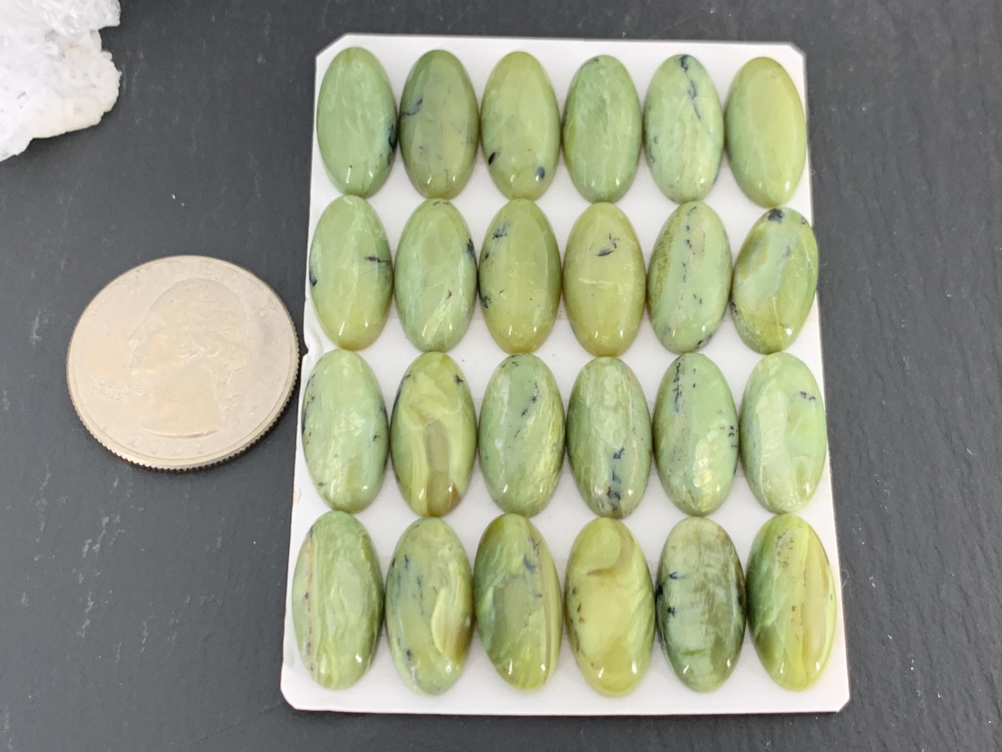 Green Opal oval 9x18mm Cabochon - Calibrated cabochons
