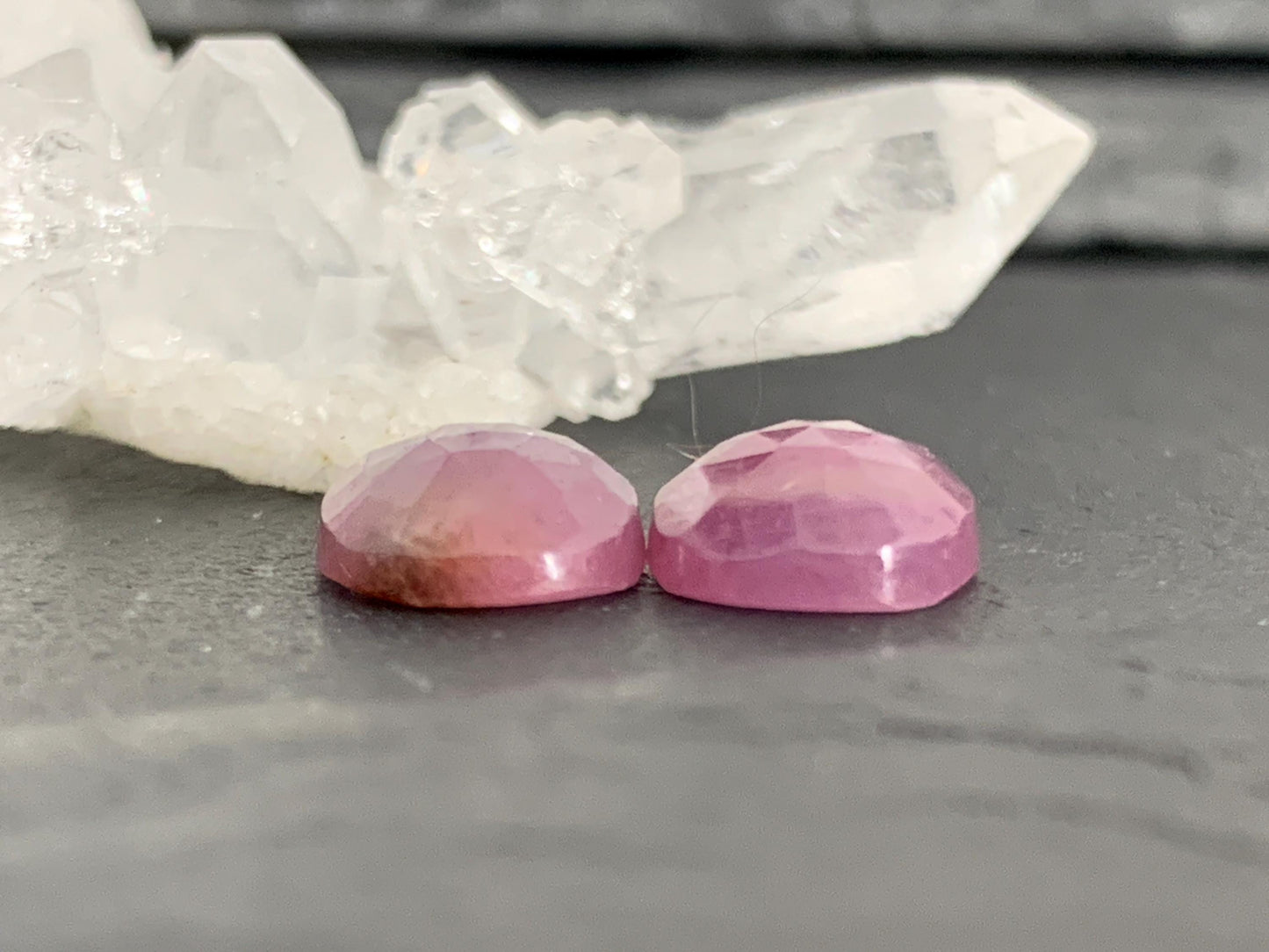 Faceted Ruby pair 8x12x3.5mm cabochon
