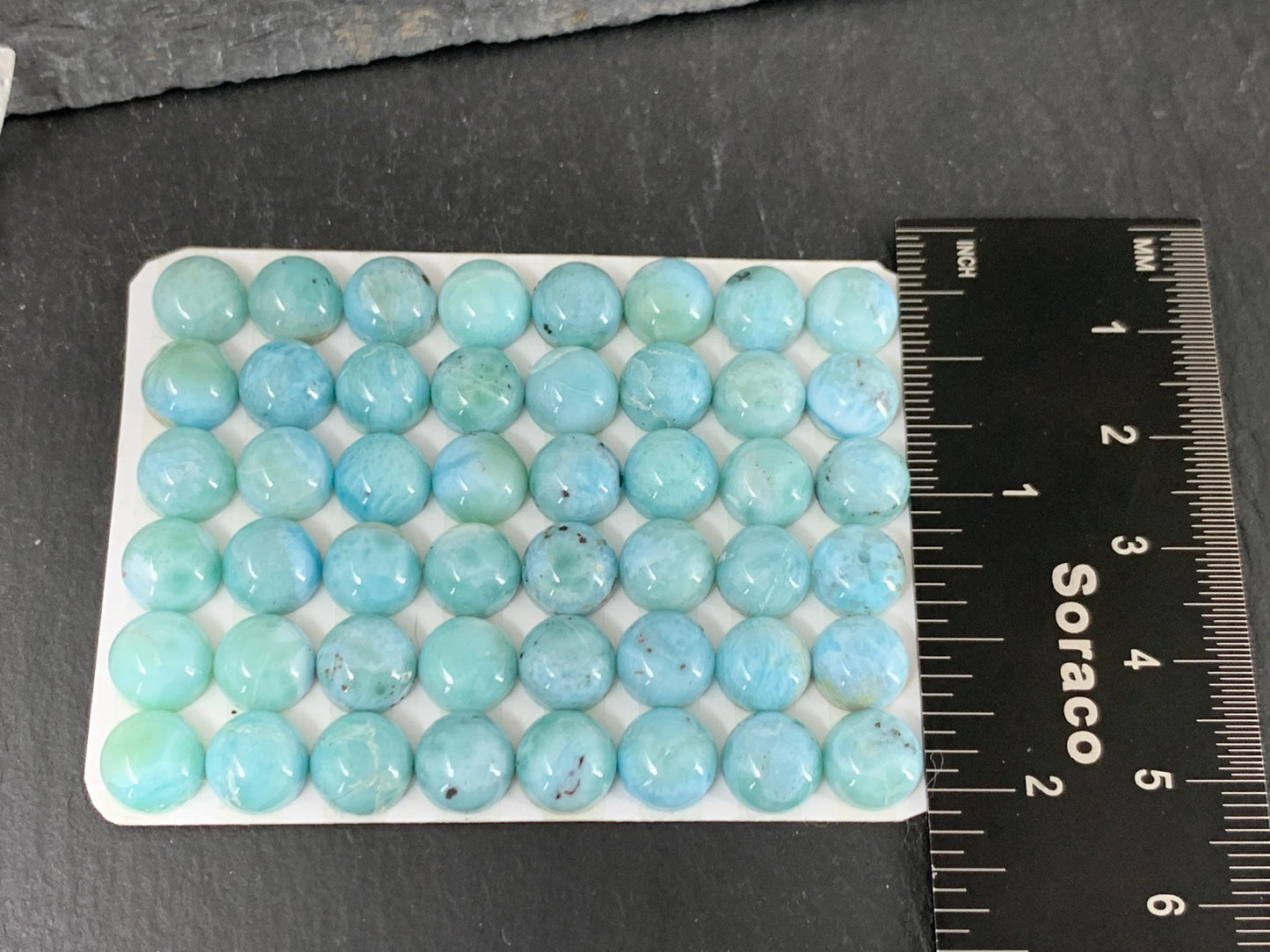 Larimar round 8mm cabochon - Calibrated cabochons