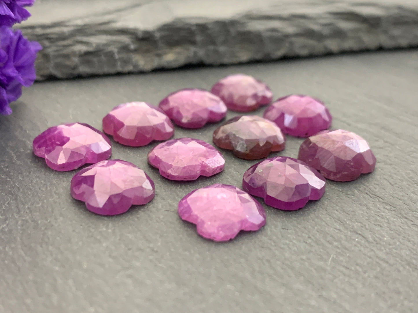 Faceted Silky Star Sapphire flower 11mm cabochon