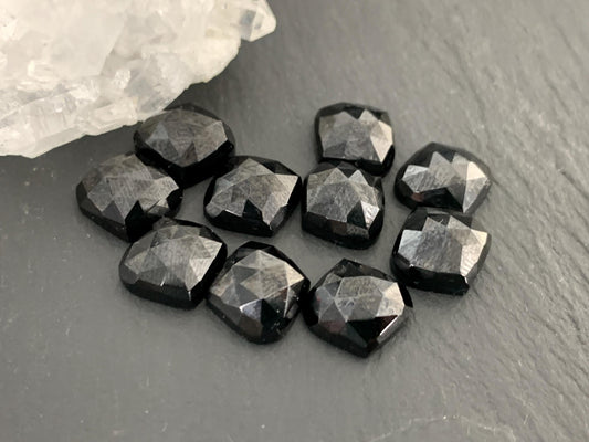Faceted Black Spinel marquise 10mm cabochon