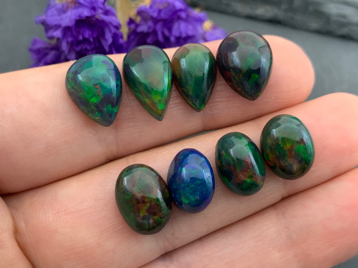 Black Ethiopian Opal 11-13mm cabochon
