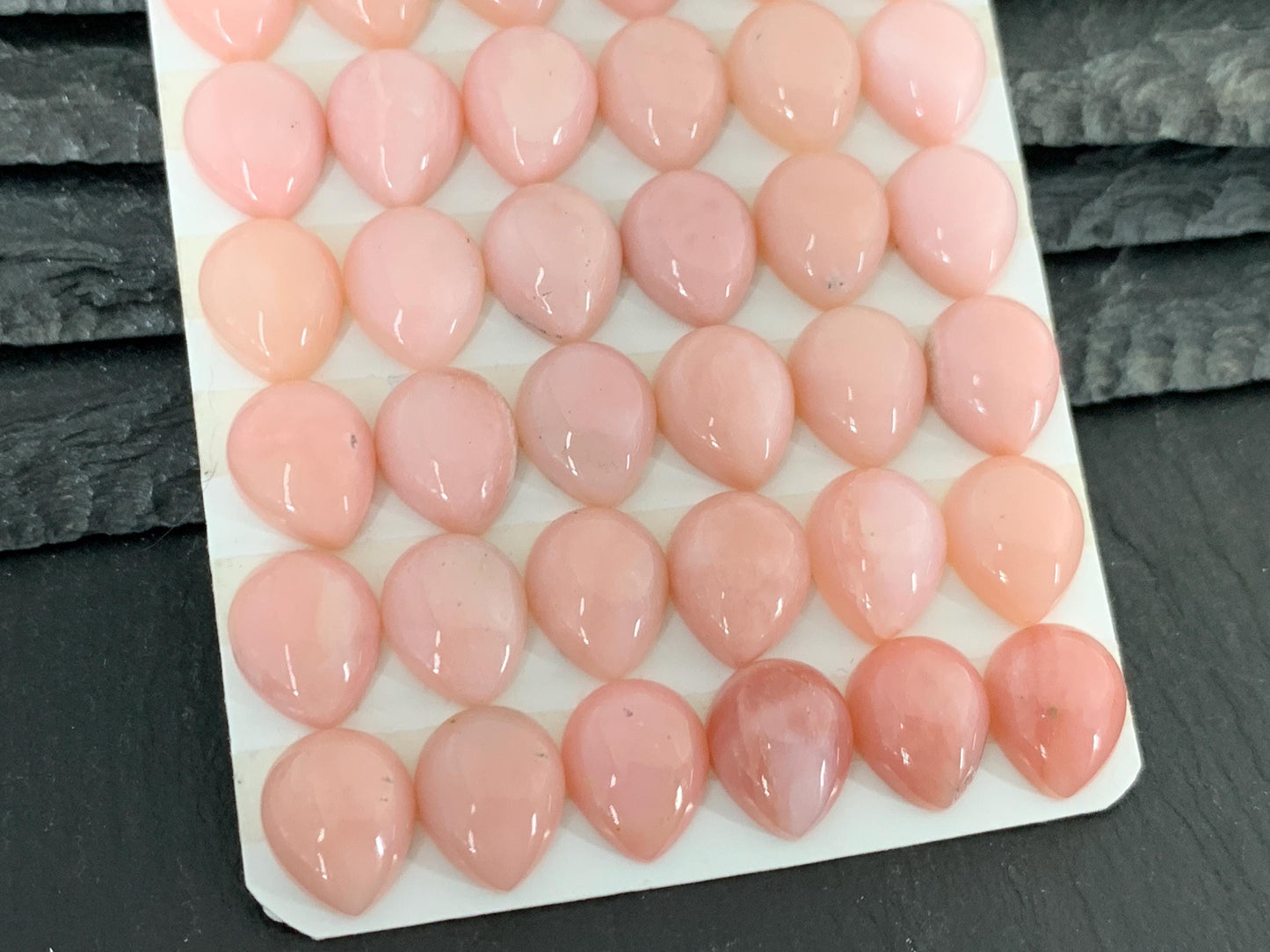 Pink Opal pear 10x12mm cabochon - Calibrated cabochons