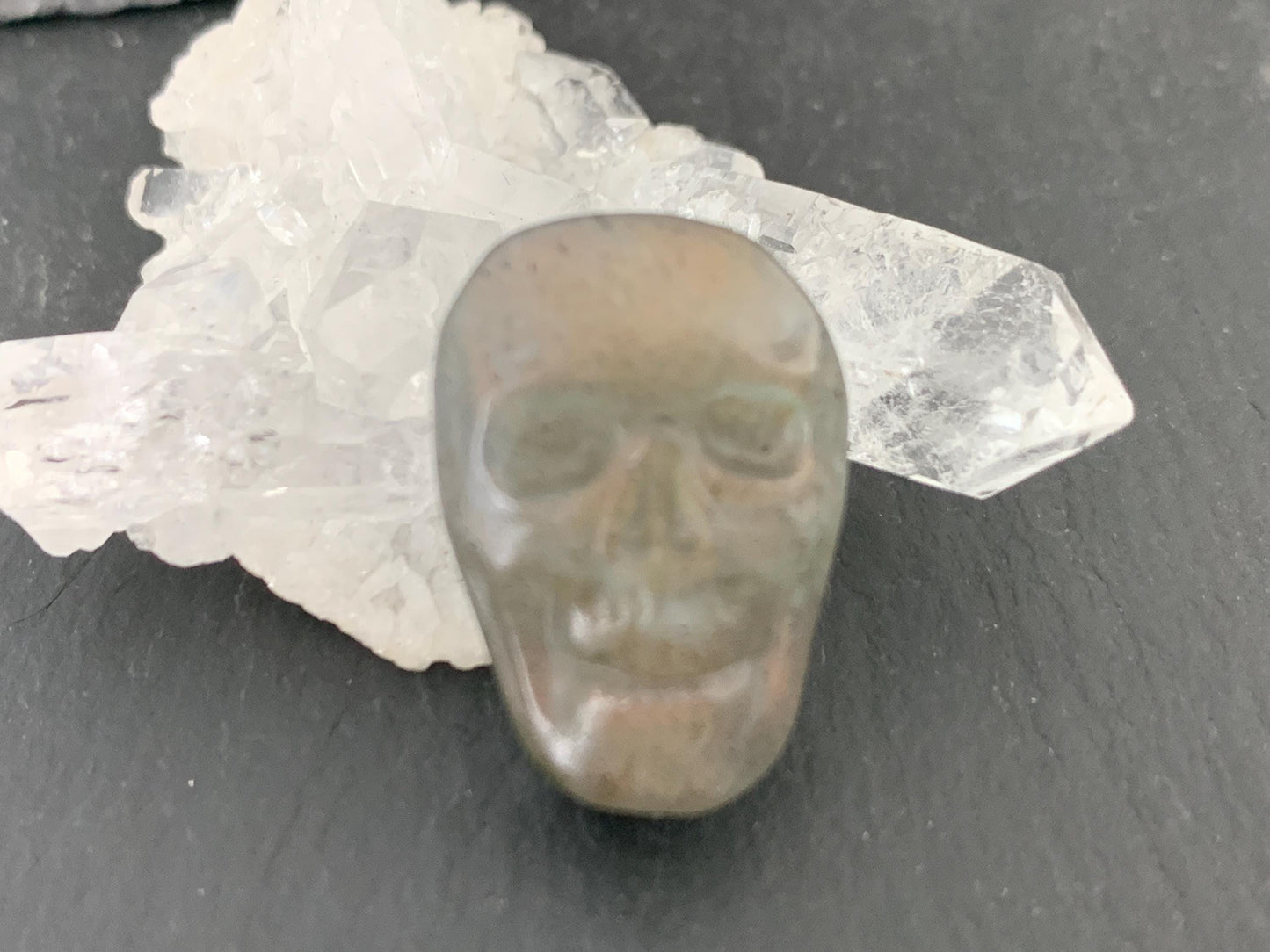 Labradorite Skull Cabochon 14x20mm, Labradorite Skull, Natural Gemstone, Halloween Jewelry, Handcrafted Accessory