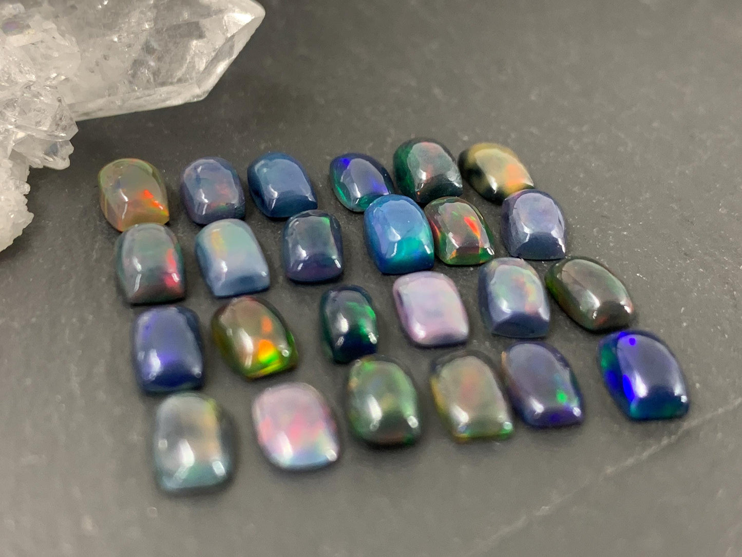 Black Ethiopian Opal rectangle 4x6mm cabochon