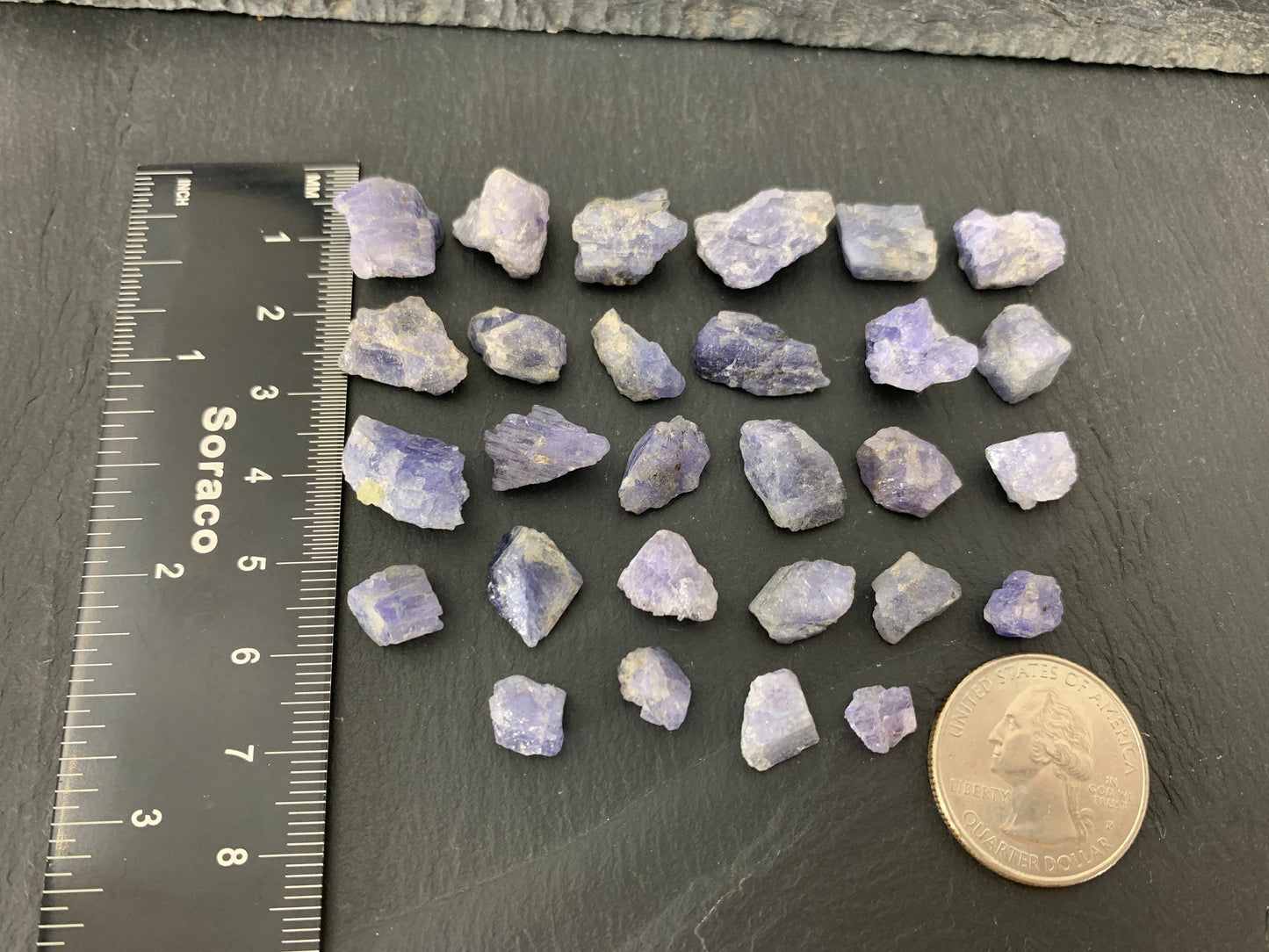 Raw Tanzanite from Tanzania 7-18mm long - not drilled gemstone