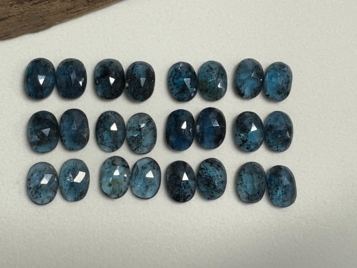 Faceted Moss Kyanite oval pair 10x14mm cabochon