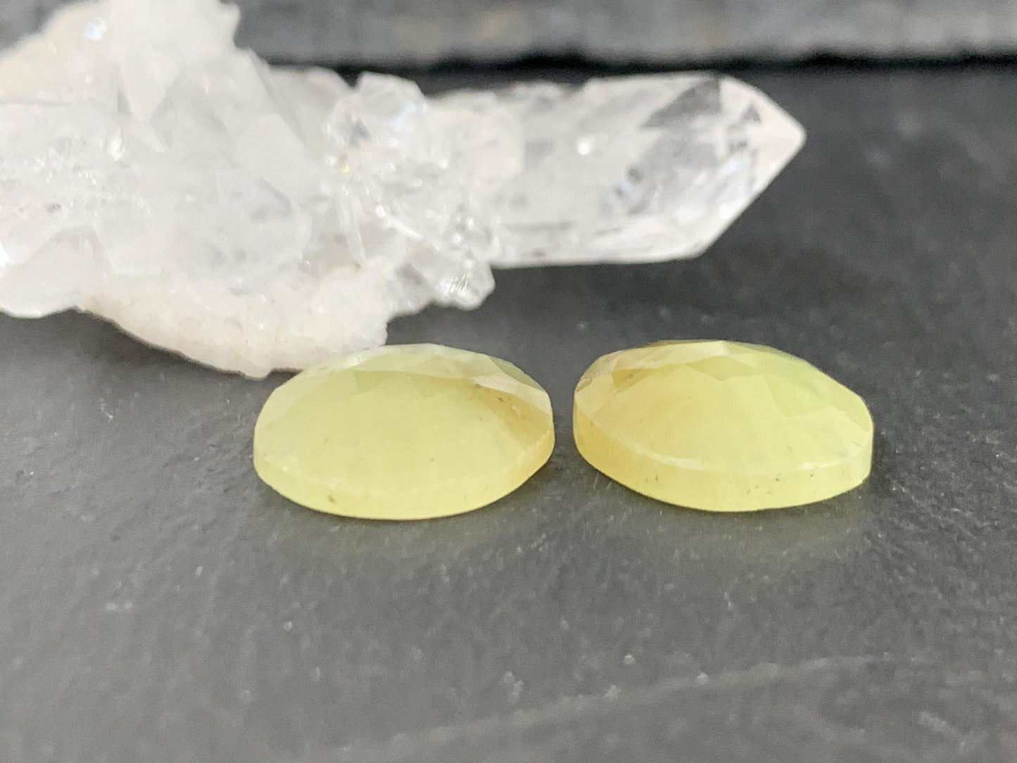 Faceted Yellow Sapphire pair 12x15x4mm cabochon