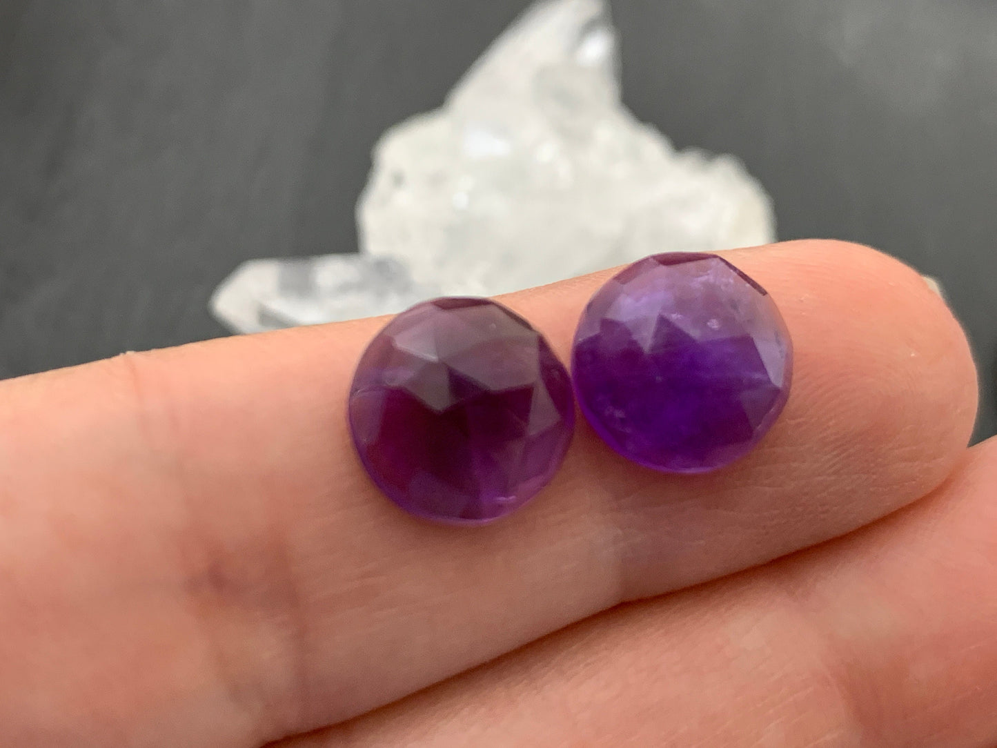 Faceted Amethyst round 10mm cabochon