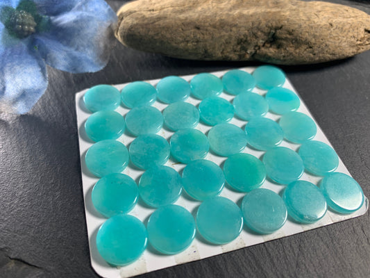 Flat Amazonite round 12mm cabochon - Calibrated cabochons