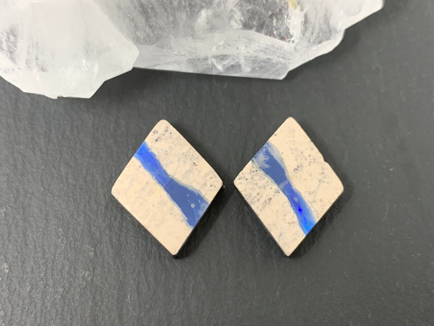 Australian Opal doublet 14x18x3.5mm pair of cabochons