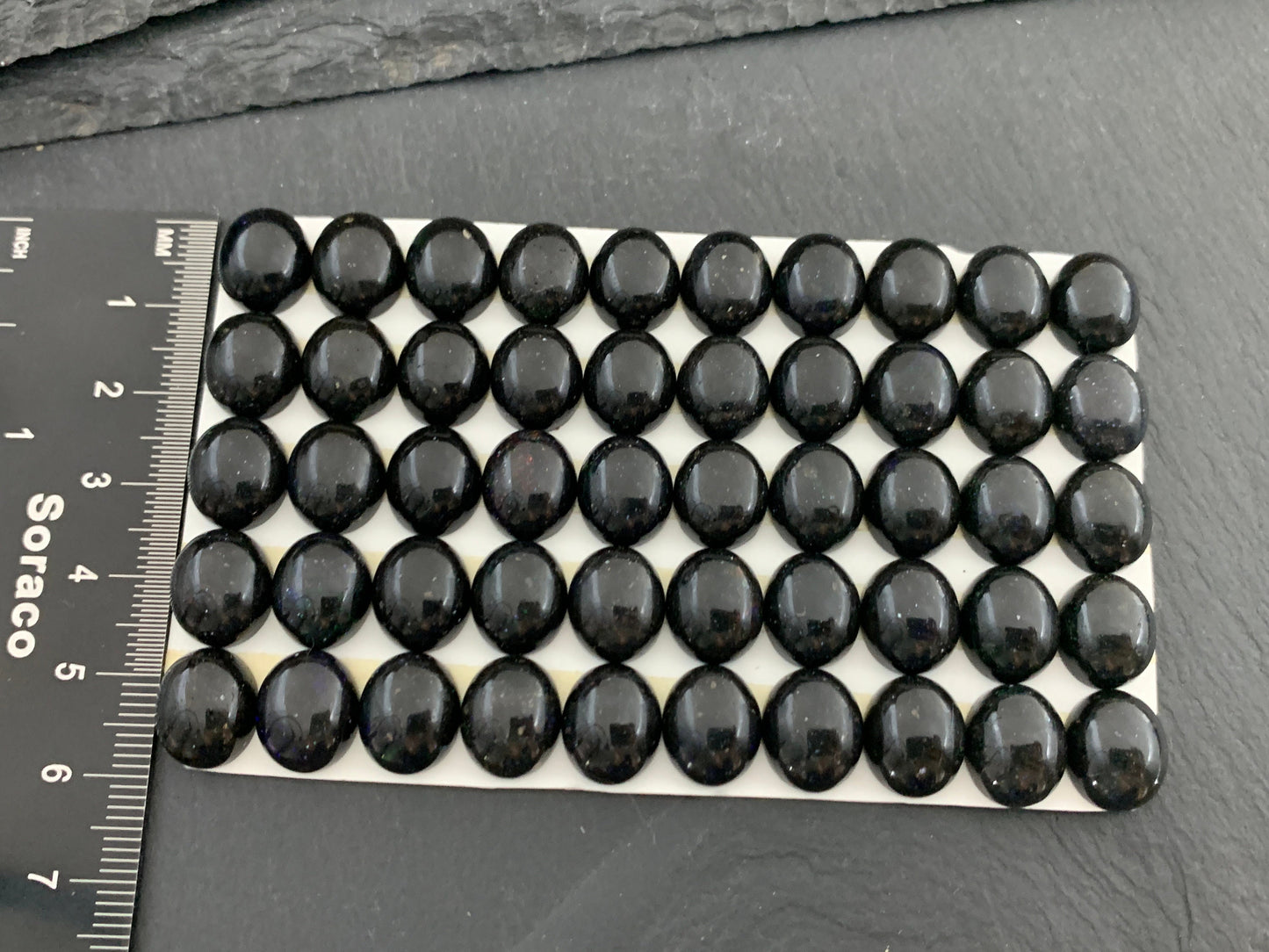 Black Andamooka Opal oval 10x12mm cabochon - Matrix Australian Opal