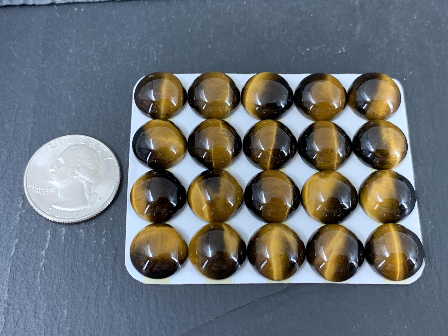 Tiger Eye Cabochon 14mm Round - Natural Calibrated Gemstone Stone