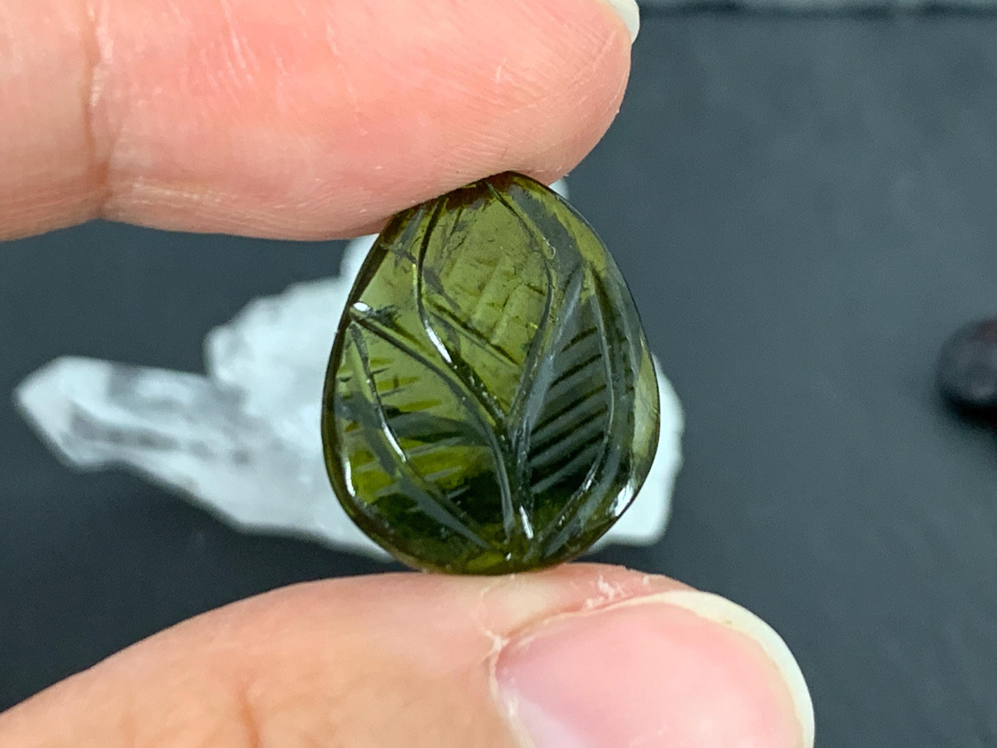 Carved Tourmaline 14x18x2mm cabochon