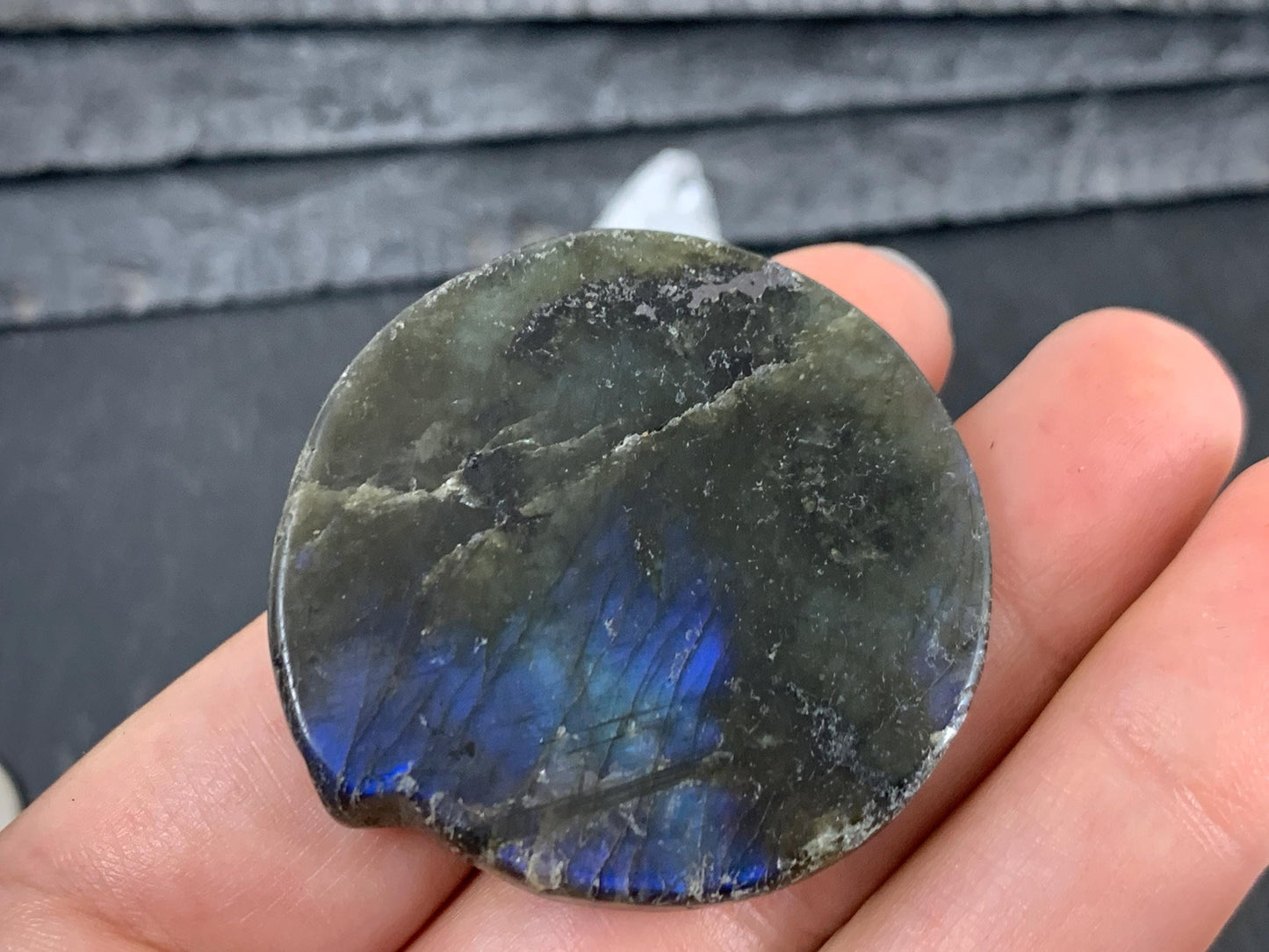 Labradorite Wolf Carving - Natural 40mm Flat Back Gemstone Figure