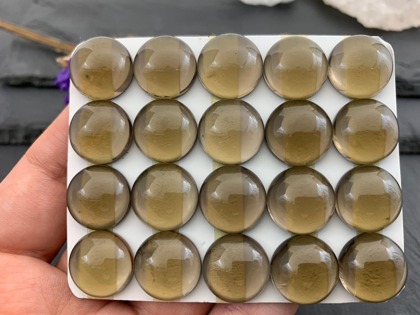 Smokey Quartz round 15mm cabochon - Calibrated cabochons