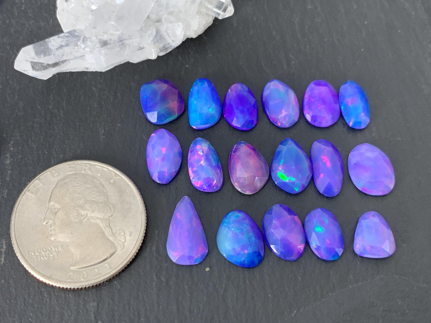 Faceted Purple Ethiopian Opal 9-13mm cabochon